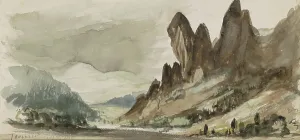 Romantic Landscape Painting Drucke: Mountain landscape in Thuringia, 1840. Creator: Johannes Tavenraat