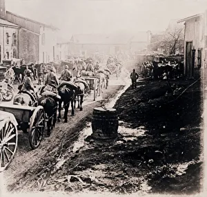 First World War Transportation Drucke: Mounted troops with wagons, c1914-c1918