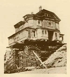 British Civil Engineering Drucke: Moving a House Bodily, c1930. Creator: Unknown