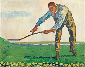 Ferdinand Hodler Artwork Drucke: The Mower, c.1910. Creator: Hodler, Ferdinand (1853-1918)