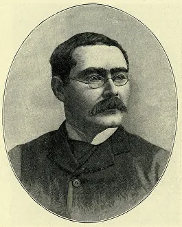 Drucke von Herr Rudyard Kipling, um 1900. Britischer Schriftsteller und Dichter, bekannt für 'Der Jungenbuchs' und die 'Just So Stories'. Radierung nach einem Photographie Rudyard Kipling Drucke: Herr Rudyard Kipling, um 1900. Ersteller: Unbekannt.