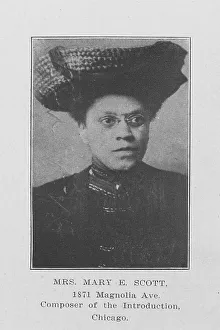 Frau Mary E. Scott; Komponistin der Einleitung, Chicago, 1907. Schöpferin: unbekannt