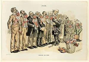 Heritage Art From USA Drucke: Muzzling the Press, from Puck, published May, 1889. Creator: Charles Jay Taylor