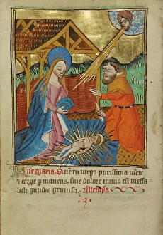 Medieval Nativity Scene Drucke: The Nativity, about 1480-1490. Creator: Unknown