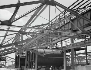 Great Depression Era Images Drucke: Naval stores processing plant under construction