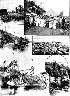 Victorian Era Transportation Drucke: The New Government Railway from Sierra Leone towards the interior: scenes along the line