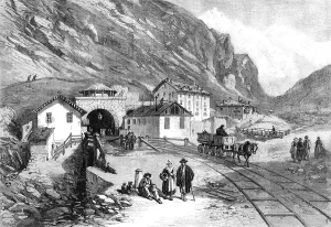 Civil Engineering History Drucke: The new overland route to India: the tunnel railway tunnel under Mont Cenis - south end
