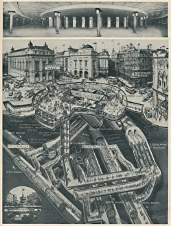 Landschaften Drucke: Ein neuer Piccadilly-Circus unter dem alten als Tor zur U-Bahn