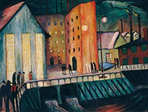 Tempera On Cardboard Artwork Drucke: Night Shift, 1924