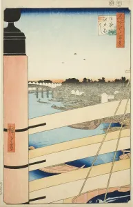 Japanese Woodblock Printing Techniques Drucke: Nihon Bridge and Edo Bridge (Nihonbashi)