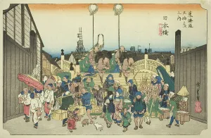 Edo Period Heritage Images Drucke: Nihonbashi: Procession Departing (Nihonbashi)
