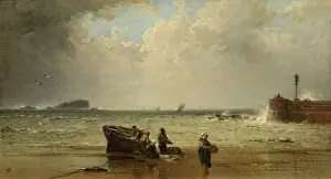 Victorian Era Landscape Drucke: A North Easter - North Berwick, 1874. Creator: James Cassie