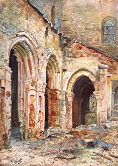 WWI Western Front Photos Drucke: Nos regions Devastees; L'eglise de Sermaize, 1914. Creator: Pierre Vignal
