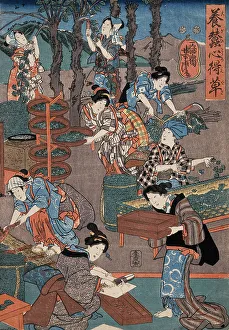 Colour Woodblock Print Art Drucke: Notes on Sericulture, 19th century. Creator: Utagawa Yoshitora