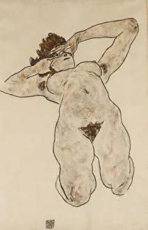 Austrian Expressionism Art Drucke: Nude, 1917