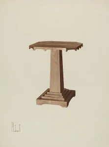 American Decorative Arts Drucke: Octagonal Table, c. 1941. Creator: Peter C. Ustinoff