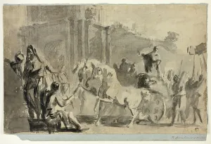British Art Gallery Drucke: The Offensive Triumph of Camillus, n.d. Creator: Sawrey Gilpin