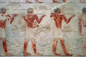 Angebote tragende, polychrome Relief, Mastaba von Kagemni, Saqqara, Ägypten, 2350 v. Chr. (2003). Schöpfer: Unbekannt.