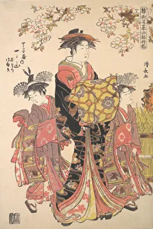 Ein Oiran begleitet von zwei Kamuro. Schöpfer: Torii Kiyonaga