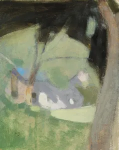 Green Colour Palette Artwork Drucke: The Old Brewery (Composition), 1918. Creator: Helene Schjerfbeck