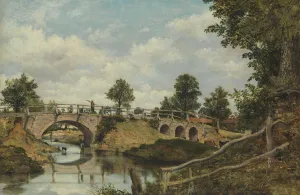 Ein alter Brücke in Hendon, Mittelsex, um 1828. Schöpfer: Frederick W Watts