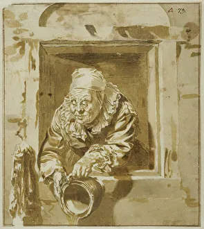 Alter Dame im Fenster, Künstler: Jan de Bisschop