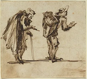 Giovanni Battista Piranesi Art Drucke: An Old Man with a Cape and a Rustic with a Backpack