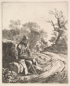 Ein alter Mann sitzt auf der Straße, 1818. Schöpfer: Johann Christian Erhard