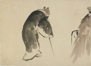 Hokusai Artwork Drucke: An old mouse (?) dressed in a black robe, late 18th-early 19th century. Creator: Hokusai