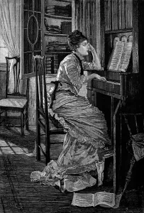 Black And White Fashion Drucke: An Old-Time Melody, 1881. Creators: Unknown, Jonnard