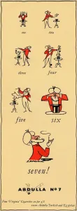 Cigarette Smoking Man Drucke: One, two, three, four, five, six, seven - Abdulla No7, 1947