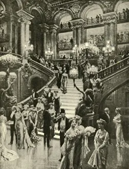 Grand Staircase Interior Drucke: The Opera in Paris, 1910. Creator: Unknown