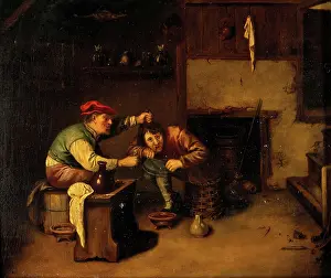 Adriaen Brouwer Drucke: An operator extracting a tooth. Creator: Brouwer, Adriaen, 1605 or 1606-1638 (After)