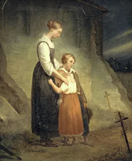Nineteenth Century French Artists Drucke: The orphans, 1823. Creator: Ary Scheffer