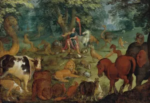 Greek Mythological Creatures Drucke: Orpheus Charming the Beasts. Creator: Unknown
