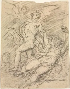 Jean Honore Fragonard Paintings Drucke: Orpheus and Eurydice (recto), c. 1761. Creator: Jean-Honore Fragonard (French, 1732-1806)
