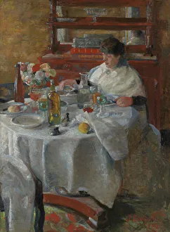 Seated Female Portrait Drucke: The Oyster Eater, 1882. Creator: James Ensor