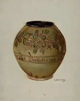Decorative Arts Heritage Drucke: Pa. German Jar, 1936. Creator: Eugene Shellady