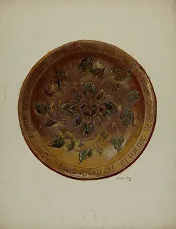 Decorative Arts Heritage Drucke: Pa. German Plate, 1937. Creator: Eugene Shellady