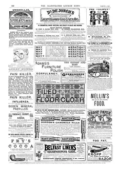 Black And White Ads Drucke: Page of advertisements, 1890. Creator: Unknown