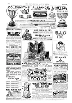 British Advertising Art Drucke: Page of advertisements, 1890. Creator: Unknown