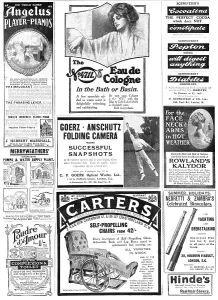 Early 20th Century Ads Drucke: Page of advertisements, 1909. Creator: Unknown