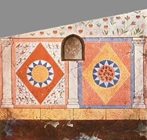 Gerahmter Druck : Gemalte Dekoration in der Stasovsky-Krypta, Kimmerischer Bosporus, Kerch, (1928). Schöpfer: Unbekannt. Gerahmter Druck : Gemalte Dekoration in der Stasovsky-Krypta, Kimmerischer Bosporus, Kerch, (1928). Schöpfer: Unbekannt.