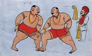 Indian Heritage Images Drucke: A pair of wrestlers. Creator: Unknown