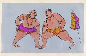 Indian Heritage Images Drucke: A pair of wrestlers. Creator: Unknown