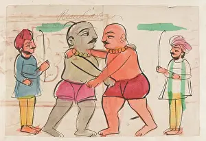 Indian Heritage Images Drucke: A pair of wrestlers. Creator: Unknown