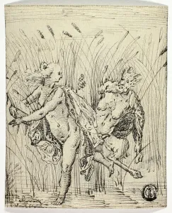 Black And White Artwork Germany Drucke: Pan and Syrinx, n.d. Creator: Unknown