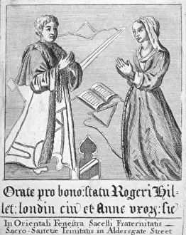 English Religious Architecture Drucke: Detail of a panel from a memorial window in Trinity Hall, City of London, 1750