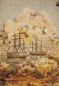 Colourful Harbour Scene Drucke: Panorama, c1870