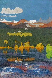 Swiss Fine Art Images Drucke: Panorama of Flims. Triptych, left panel, 1904. Creator: Giacometti, Giovanni (1868-1933)